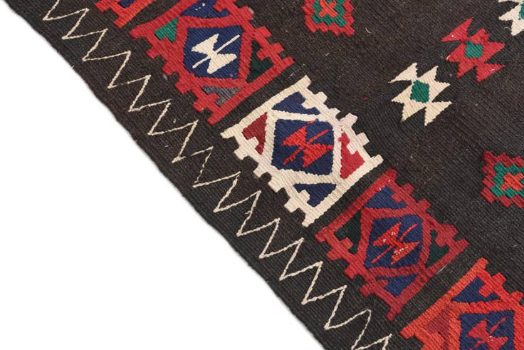 Detail image of 95cm x 375cm anudado a mano Kilim Fars Alfombra Persa Lana Pasillera