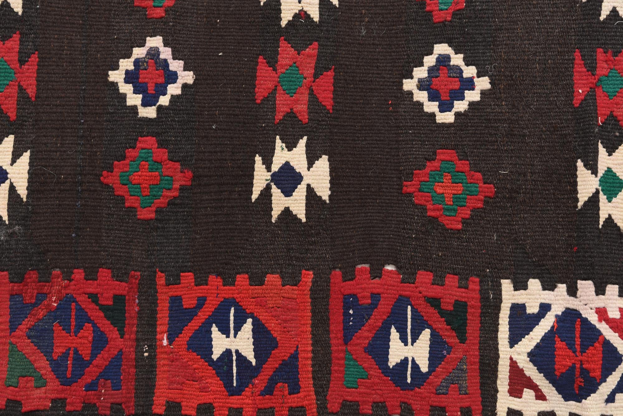 95cm x 375cm anudado a mano Kilim Fars Alfombra Persa Lana Pasillera