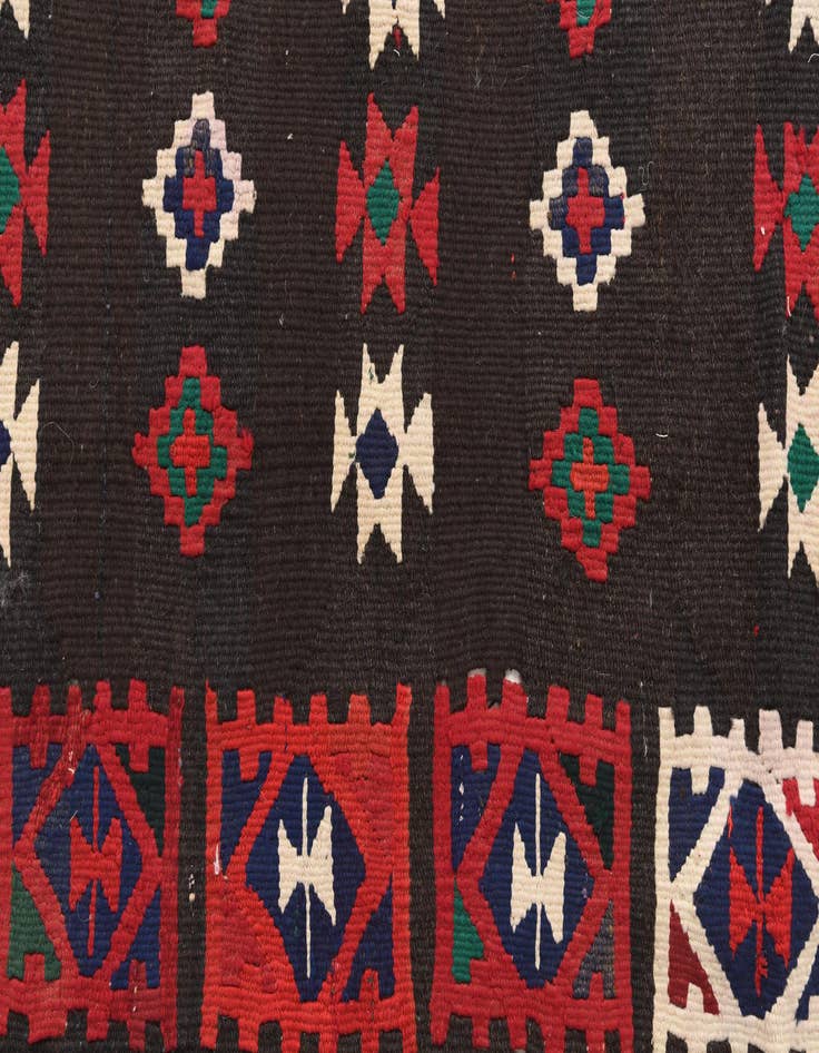 Detail image of 3' 1 x 12' 3  Hand Knotted Kilim Fars Persian Wool Runner Rug