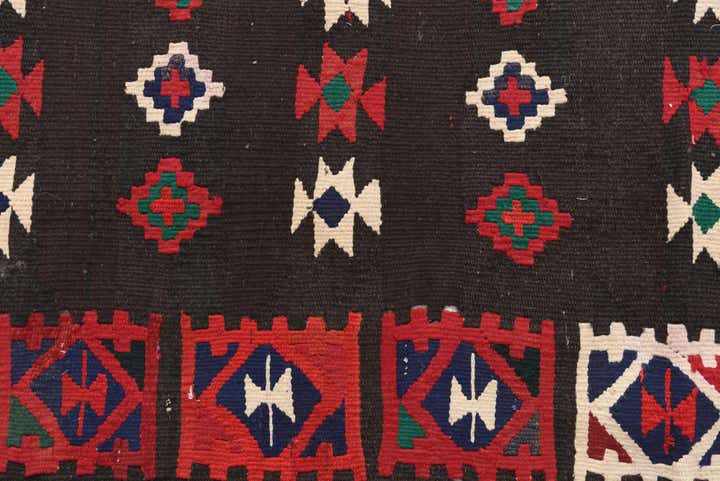 95cm x 375cm anudado a mano Kilim Fars Alfombra Persa Lana Pasillera