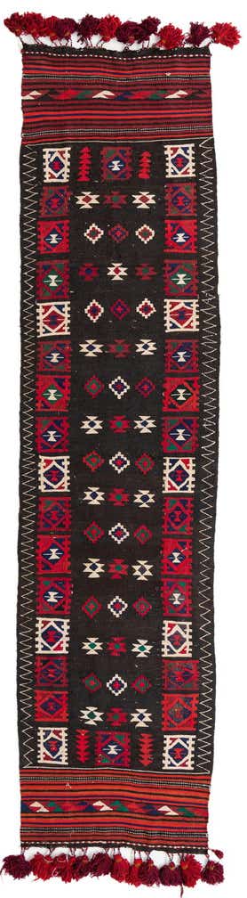 95cm x 375cm anudado a mano Kilim Fars Alfombra Persa Lana Pasillera