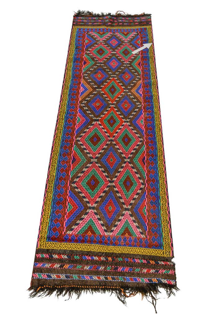 2' 6 x 7' 7 Hand Knotted Kilim Fars Persian Wool Runner Rug