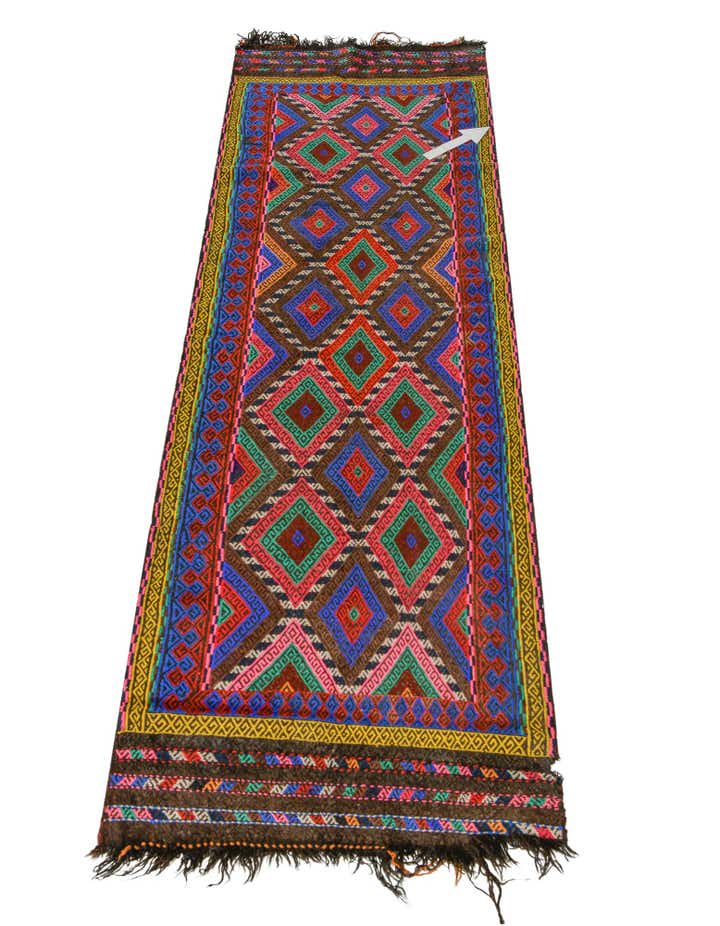 2' 6 x 7' 7 Hand Knotted Kilim Fars Persian Wool Runner Rug