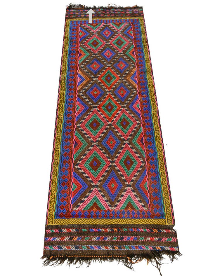 Detail image of 2' 6 x 7' 7 Hand Knotted Kilim Fars Persian Wool Runner Rug