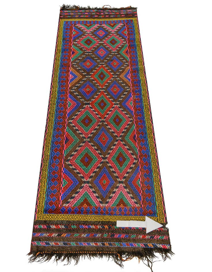 Detail image of 2' 6 x 7' 7 Hand Knotted Kilim Fars Persian Wool Runner Rug