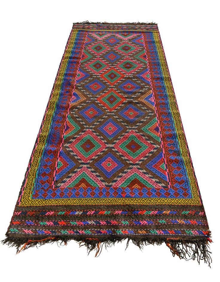 Detail image of 2' 6 x 7' 7 Hand Knotted Kilim Fars Persian Wool Runner Rug