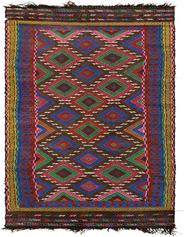 Detail image of 2' 6 x 7' 7 Hand Knotted Kilim Fars Persian Wool Runner Rug