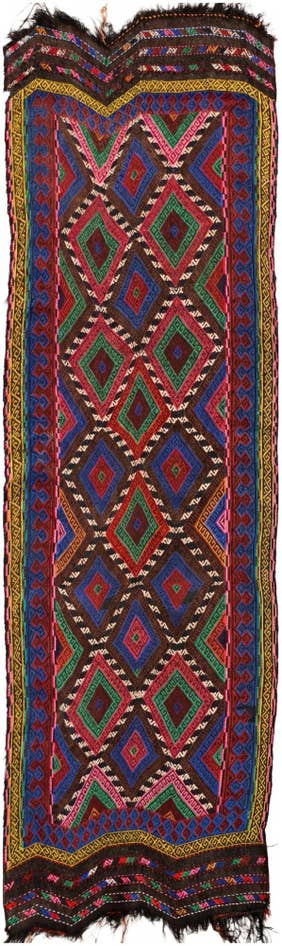 Detail image of 2' 6 x 7' 7 Hand Knotted Kilim Fars Persian Wool Runner Rug
