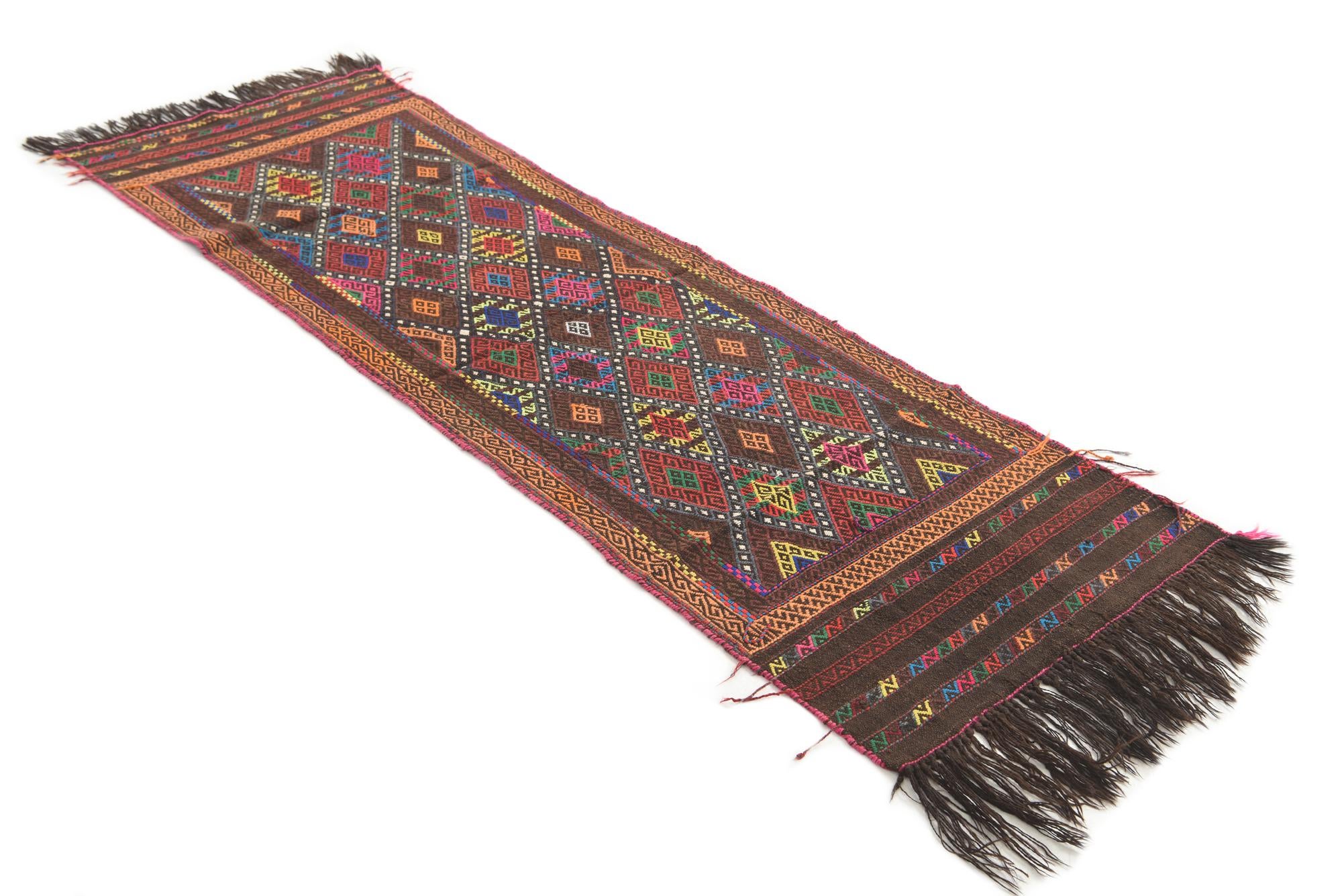 2' 2 x 6' 9 Hand Knotted Kilim Fars Persian Wool Runner Rug