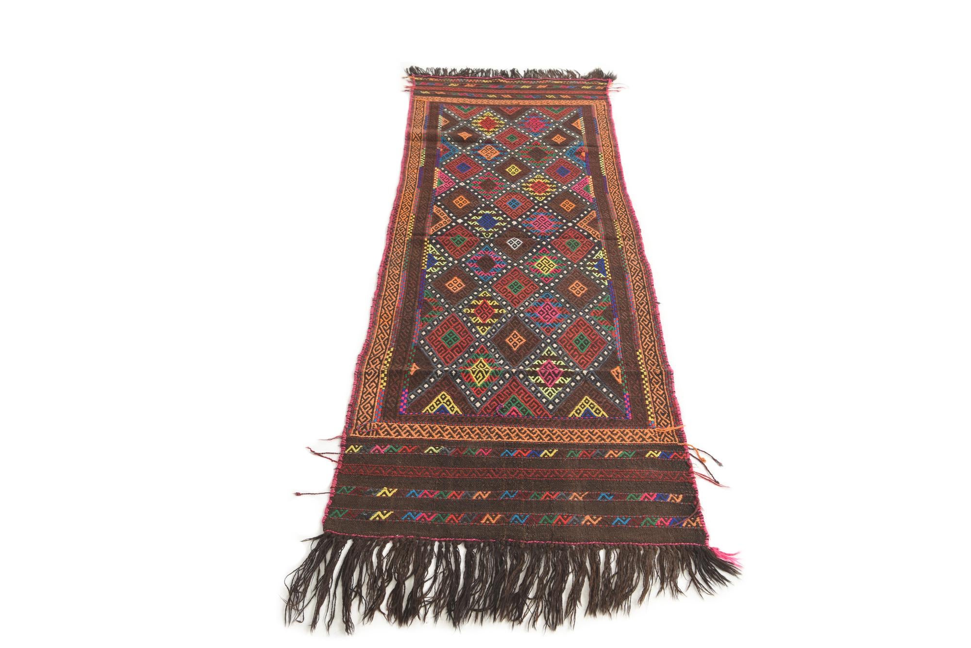 2' 2 x 6' 9 Hand Knotted Kilim Fars Persian Wool Runner Rug