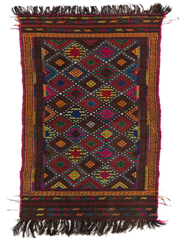 Detail image of 2' 2 x 6' 9 Hand Knotted Kilim Fars Persian Wool Runner Rug