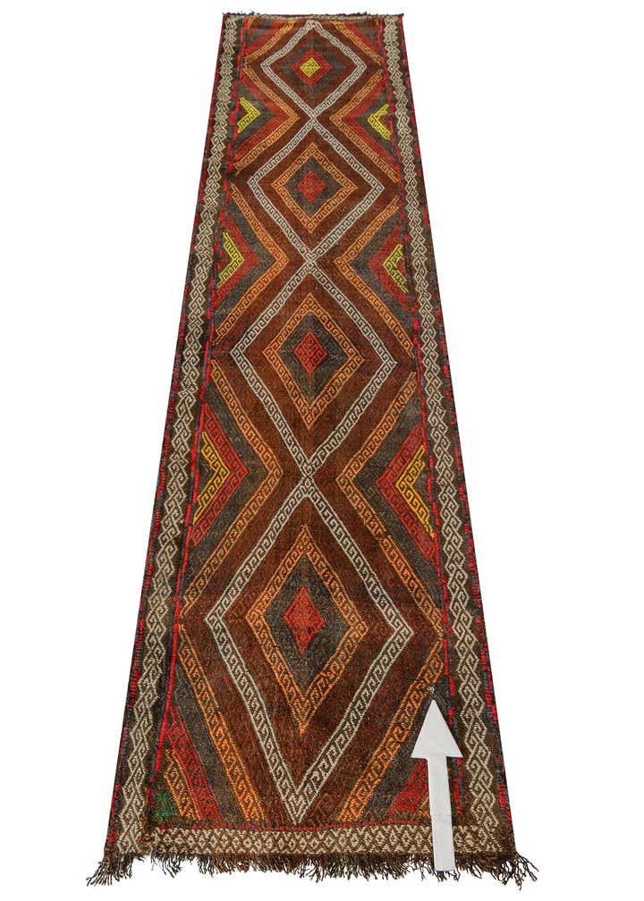 2' 2 x 8' 6 Hand Knotted Kilim Fars Persian Wool Runner Rug