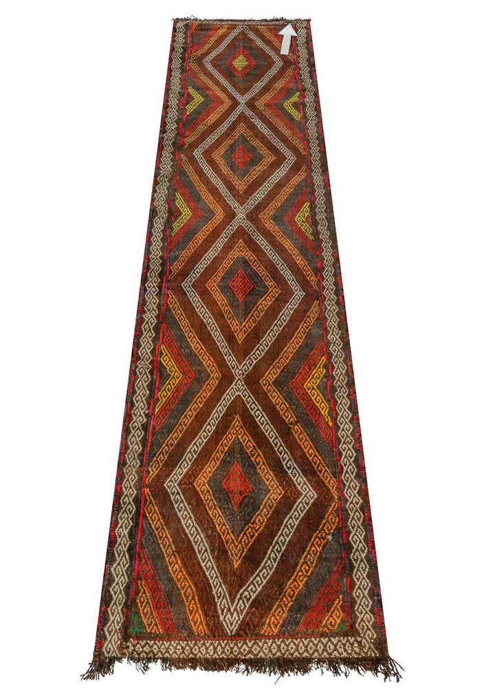 2' 2 x 8' 6 Hand Knotted Kilim Fars Persian Wool Runner Rug