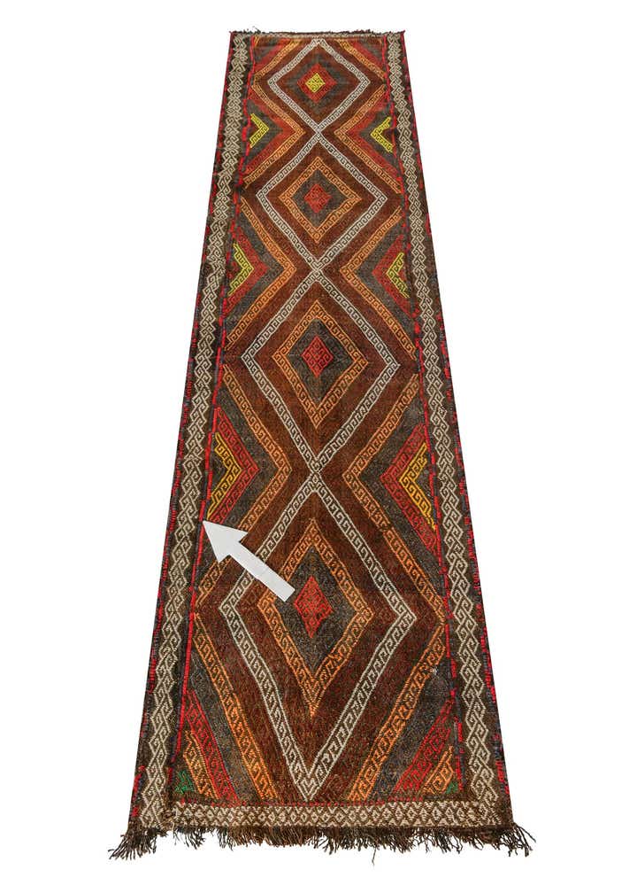 2' 2 x 8' 6 Hand Knotted Kilim Fars Persian Wool Runner Rug