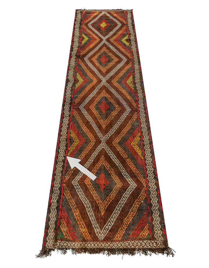2' 2 x 8' 6 Hand Knotted Kilim Fars Persian Wool Runner Rug