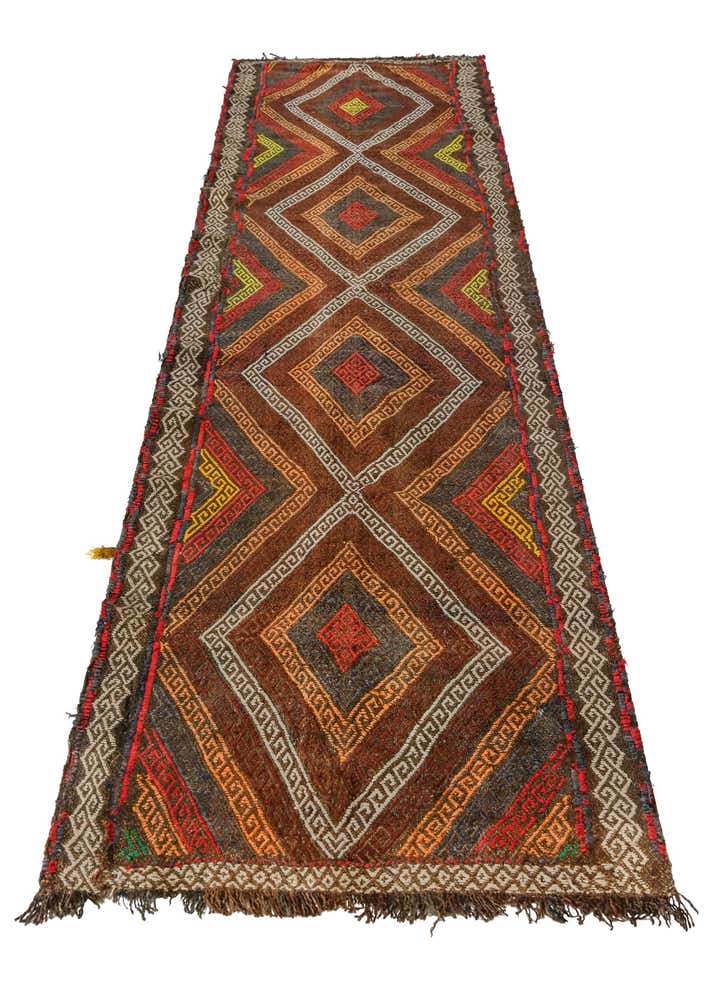 2' 2 x 8' 6 Hand Knotted Kilim Fars Persian Wool Runner Rug