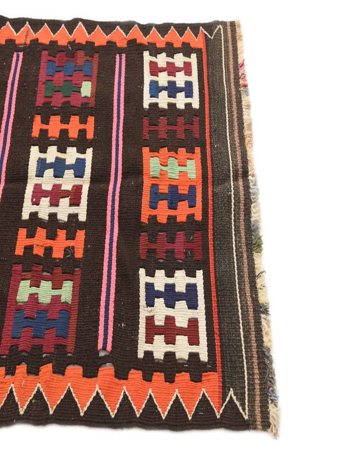 Detail image of 3' x 10'  Hand Woven Kilim Fars Wool Runner Rug