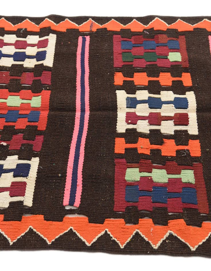 Detail image of 3' x 10'  Hand Woven Kilim Fars Wool Runner Rug