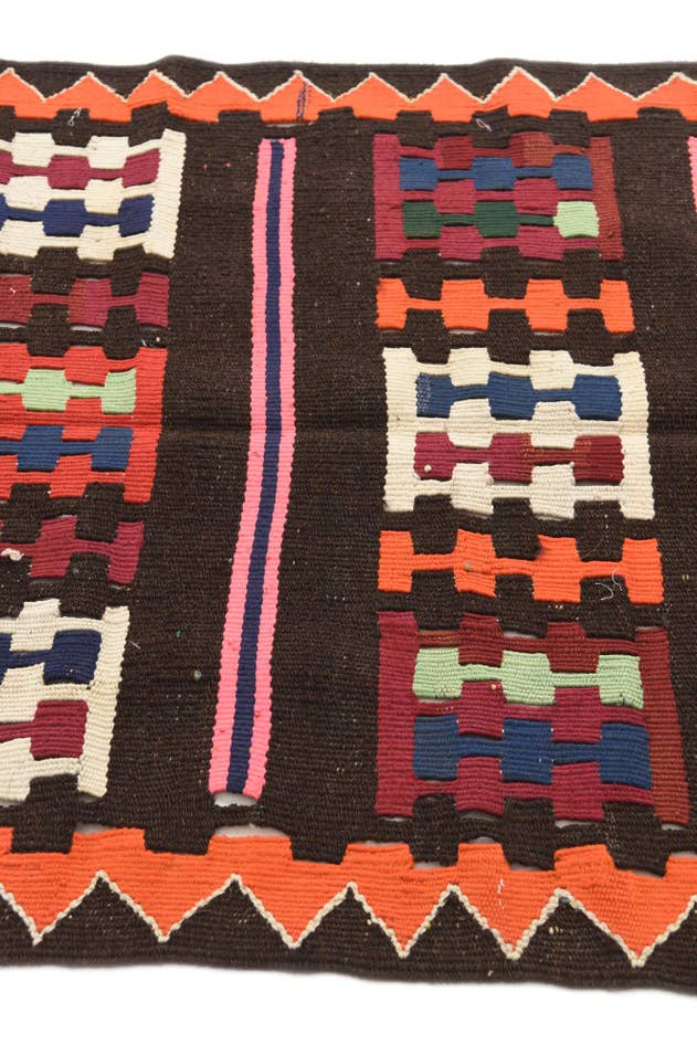 Detail image of 3' x 10' Hand Woven Kilim Fars Wool Runner Rug