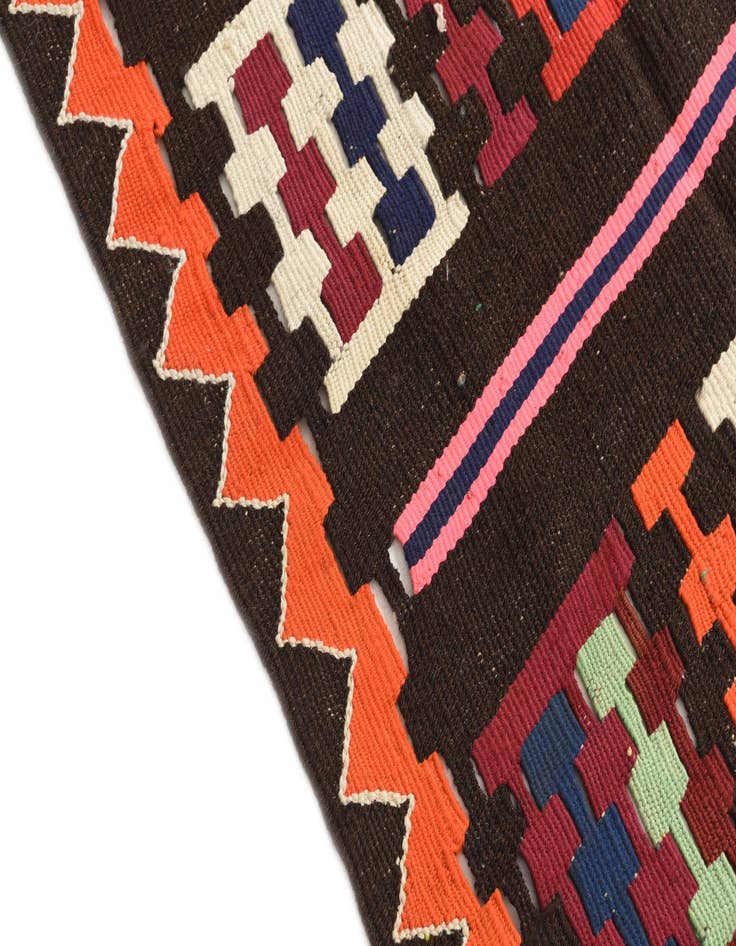 Detail image of 3' x 10'  Hand Woven Kilim Fars Wool Runner Rug