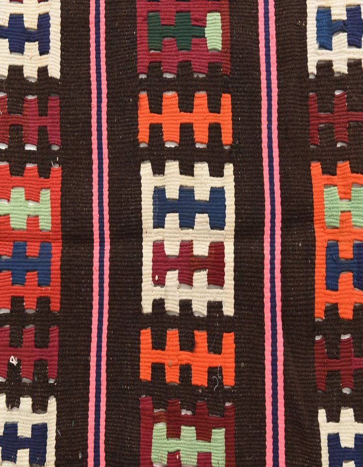Detail image of 3' x 10'  Hand Woven Kilim Fars Wool Runner Rug
