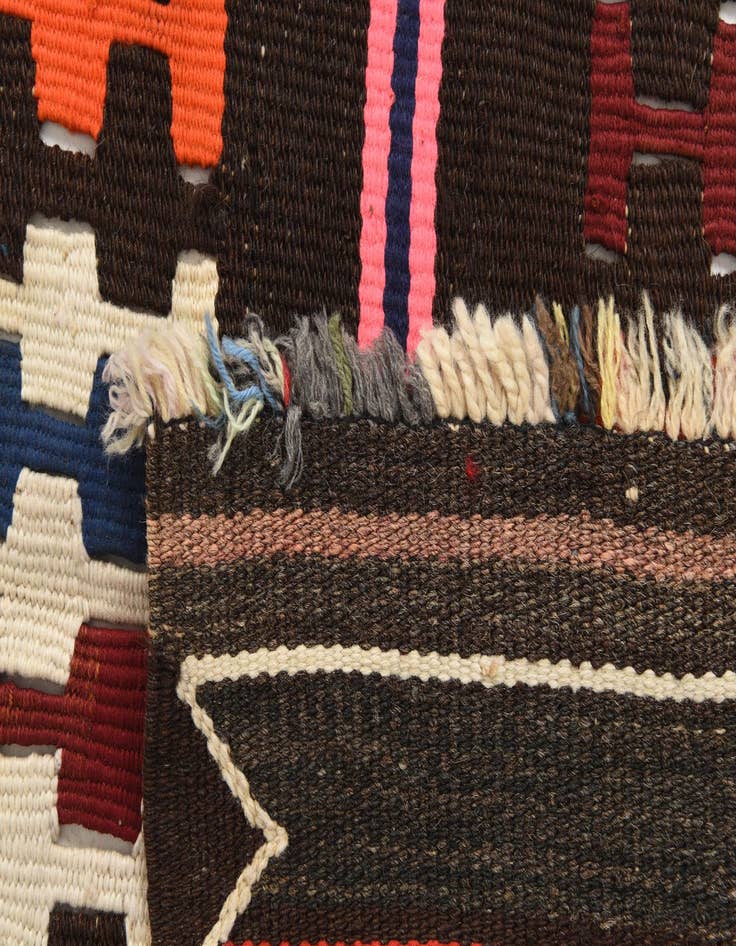 Detail image of 3' x 10'  Hand Woven Kilim Fars Wool Runner Rug