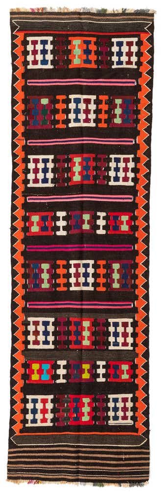 3' x 10' Hand Woven Kilim Fars Wool Runner Rug