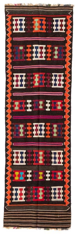 Detail image of 3' x 10' Hand Woven Kilim Fars Wool Runner Rug
