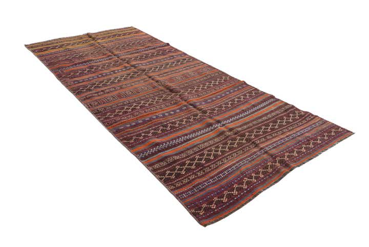 4' 5 x 10' 1 Hand Woven Kilim Fars Wool Runner Rug