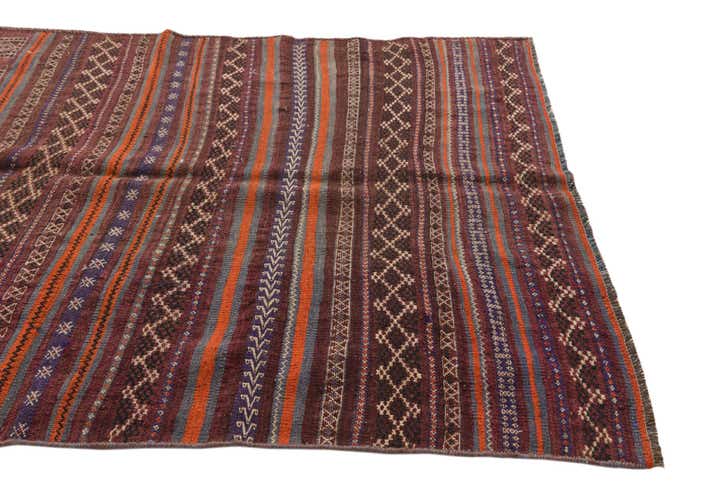 4' 5 x 10' 1 Hand Woven Kilim Fars Wool Runner Rug