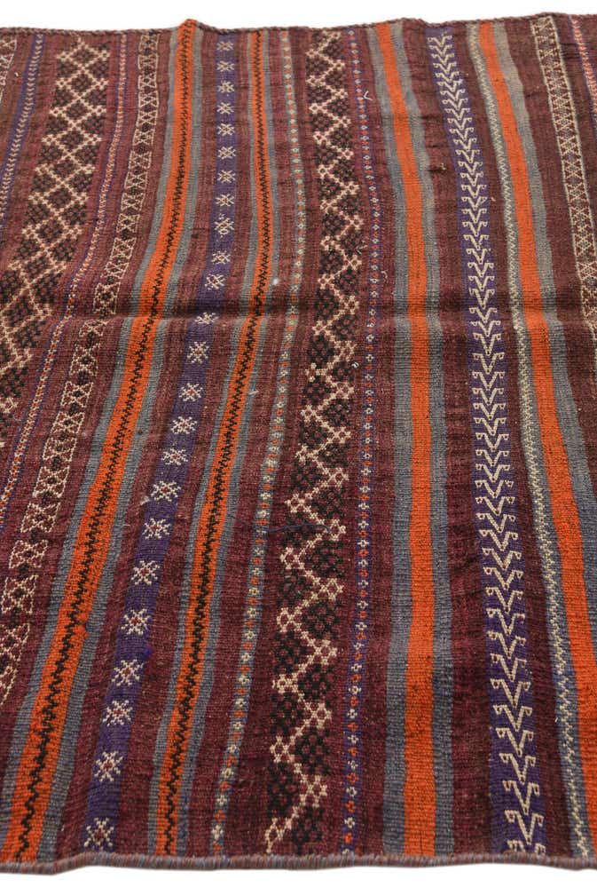 4' 5 x 10' 1 Hand Woven Kilim Fars Wool Runner Rug