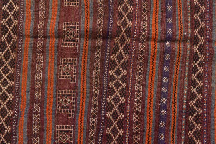 4' 5 x 10' 1 Hand Woven Kilim Fars Wool Runner Rug