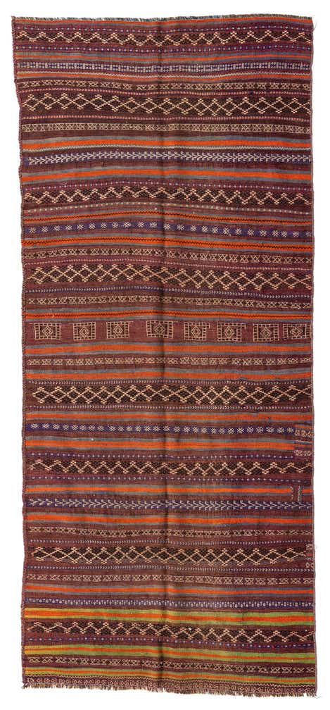 4' 5 x 10' 1 Hand Woven Kilim Fars Wool Runner Rug