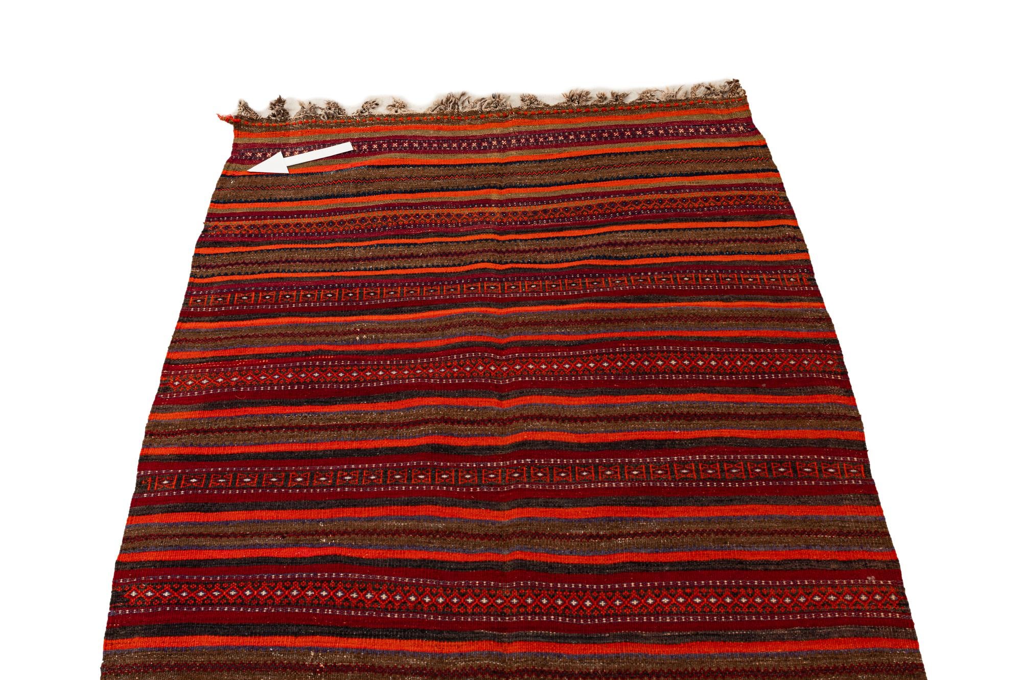 4' x 11' 7 Hand Woven Kilim Fars Wool Runner Rug