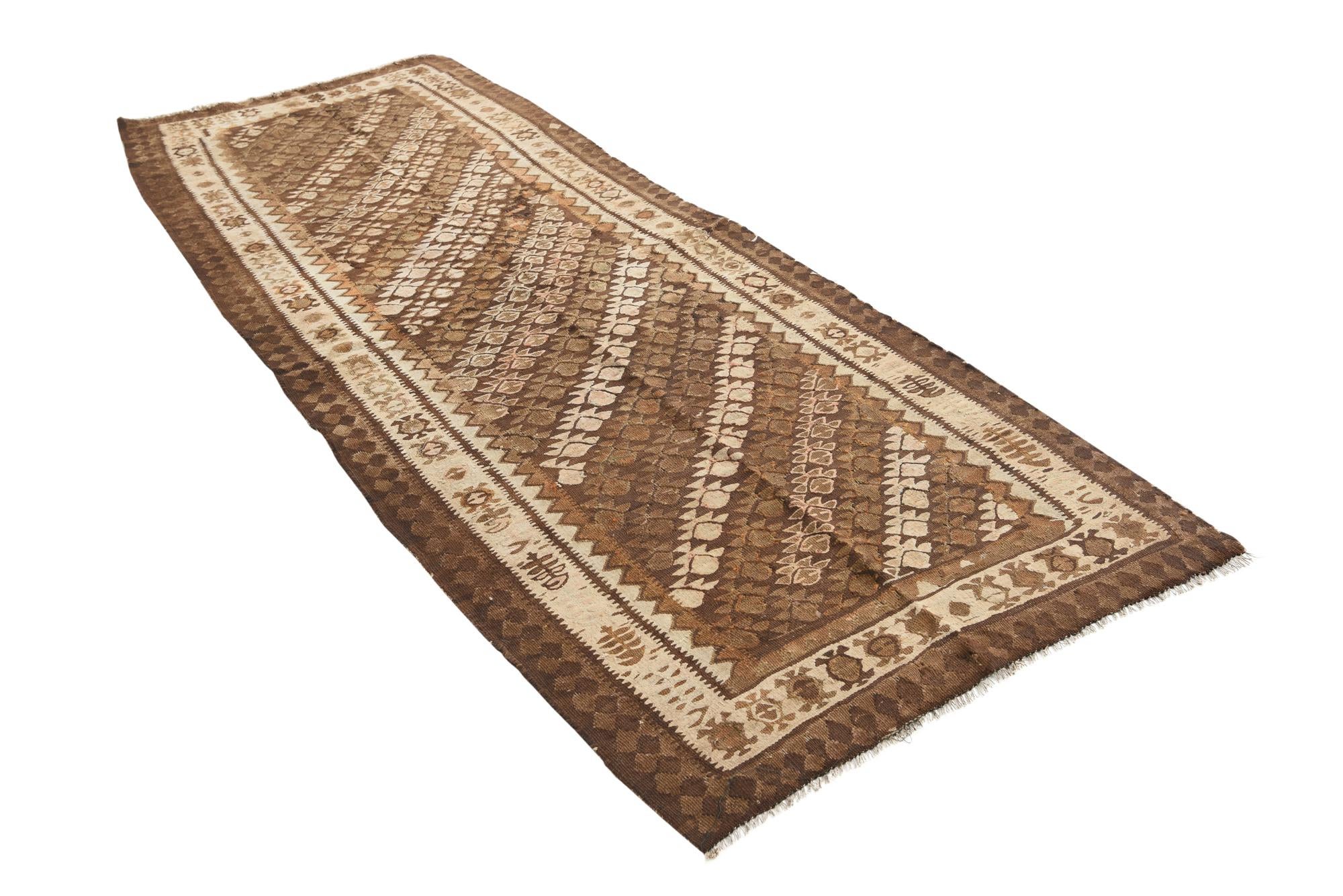 3' 5 x 8' 5 Hand Woven Kilim Fars Wool Runner Rug