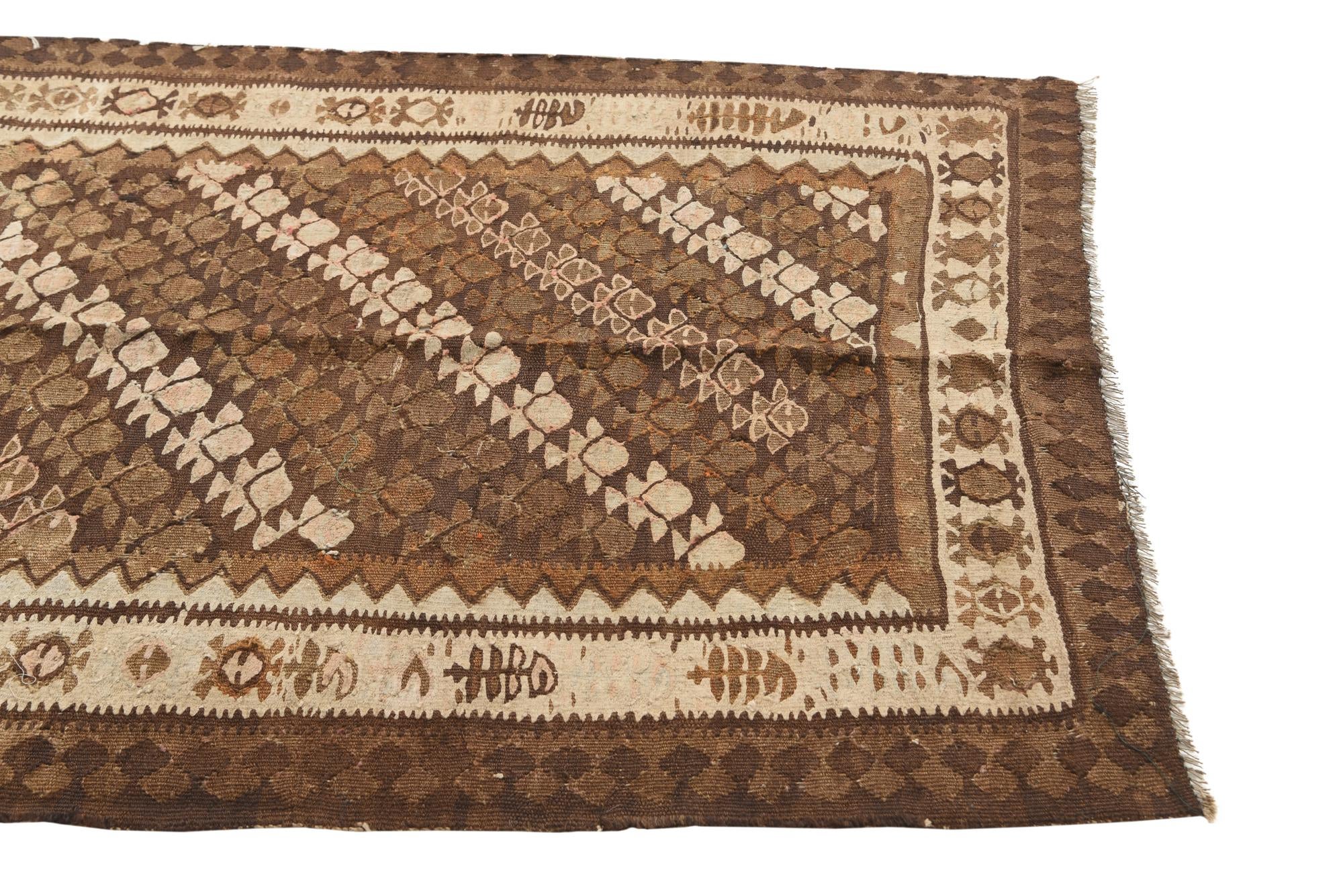 3' 5 x 8' 5 Hand Woven Kilim Fars Wool Runner Rug