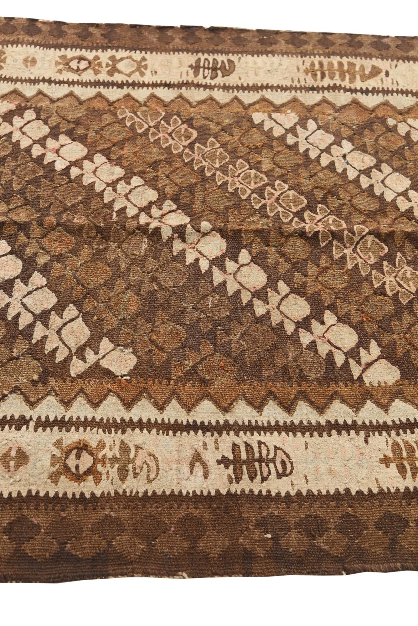 3' 5 x 8' 5 Hand Woven Kilim Fars Wool Runner Rug
