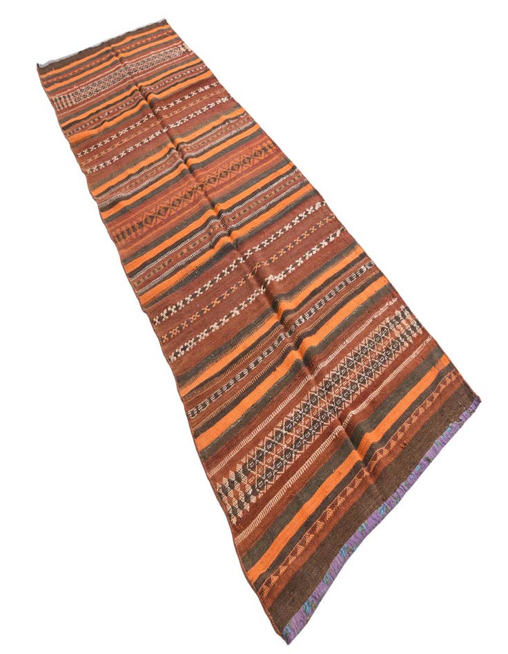 Detail image of 3' 8 x 10' 10  Hand Woven Kilim Fars Wool Runner Rug