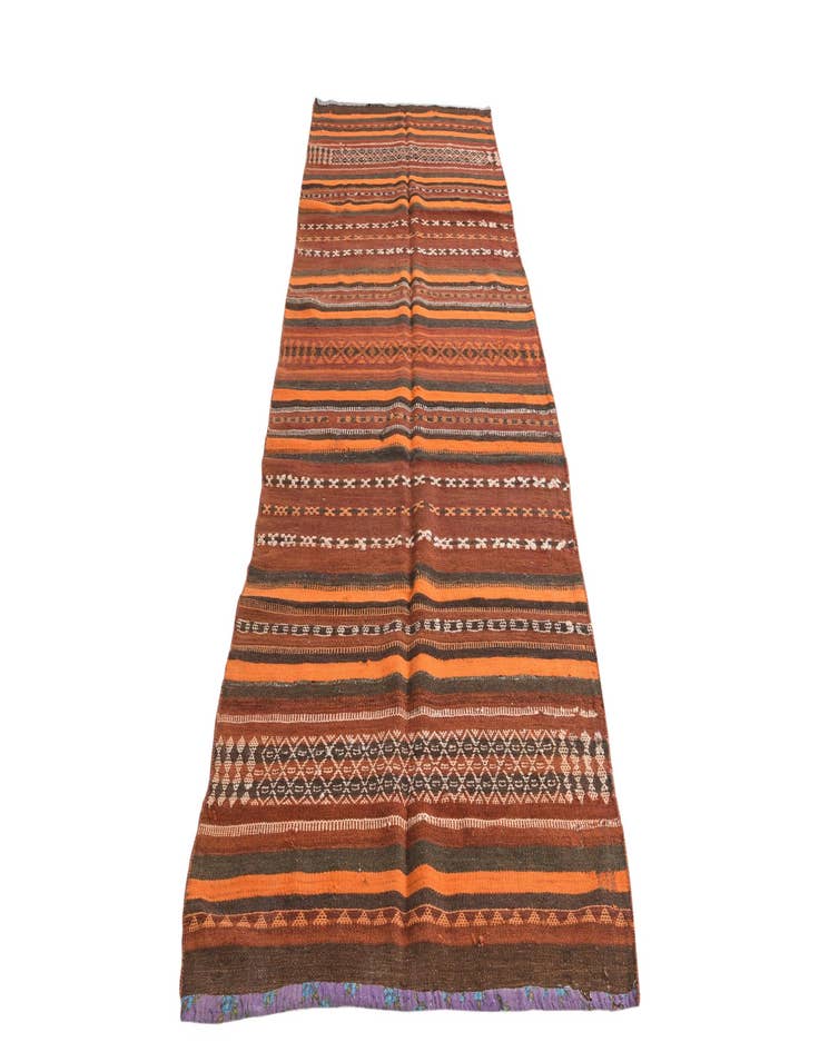 Detail image of 3' 8 x 10' 10  Hand Woven Kilim Fars Wool Runner Rug