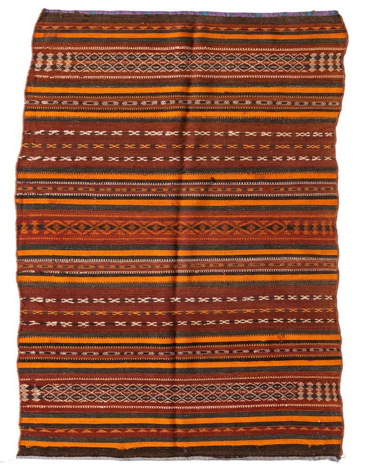 Detail image of 3' 8 x 10' 10 Hand Woven Kilim Fars Wool Runner Rug