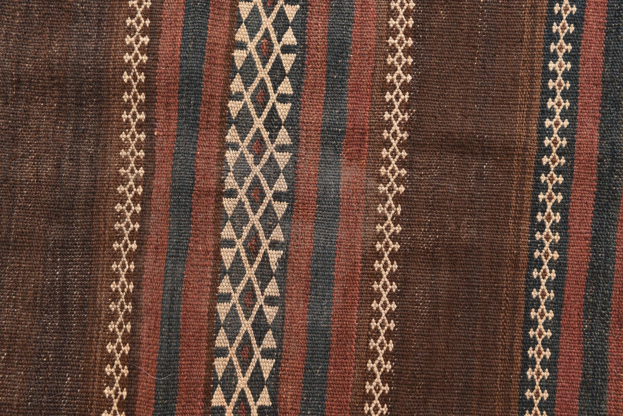 4' 3 x 12' Hand Woven Kilim Fars Wool Runner Rug
