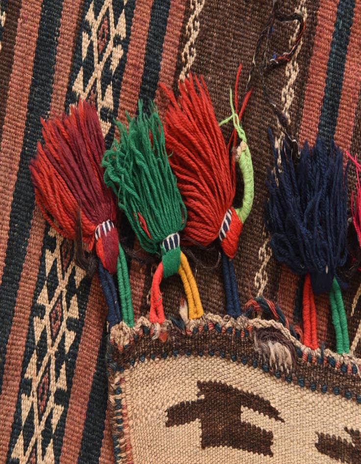 Detail image of 4' 3 x 12'  Hand Woven Kilim Fars Wool Runner Rug