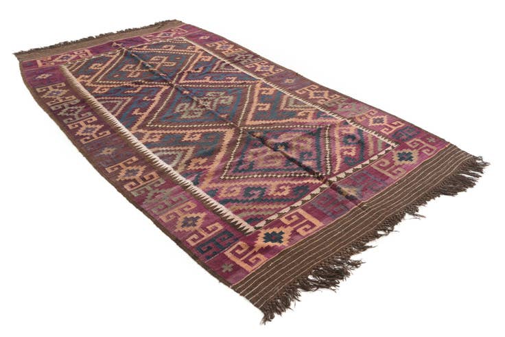 Detail image of 5' 2 x 9' 10 Hand Woven Kilim Fars Wool Runner Rug
