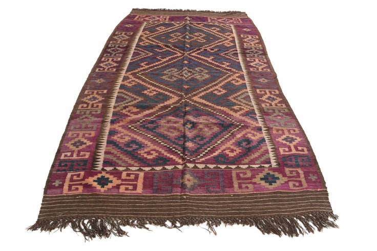 Detail image of 5' 2 x 9' 10 Hand Woven Kilim Fars Wool Runner Rug
