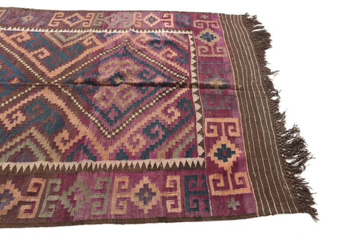 Detail image of 5' 2 x 9' 10 Hand Woven Kilim Fars Wool Runner Rug