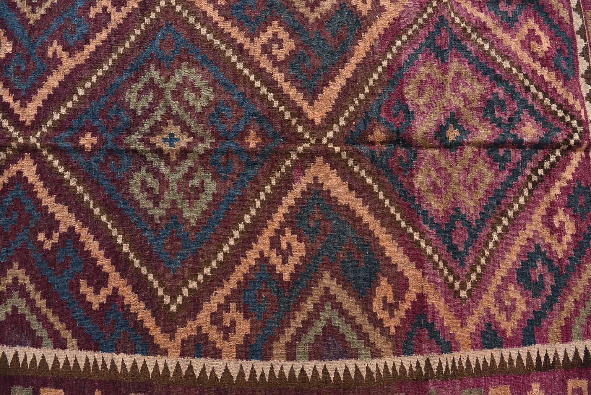 5' 2 x 9' 10 Hand Woven Kilim Fars Wool Runner Rug