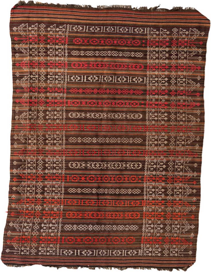 Detail image of 4' 1 x 10' 8 Hand Woven Kilim Fars Wool Runner Rug