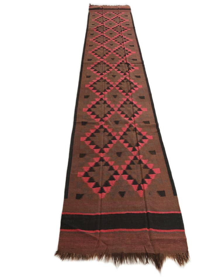 Detail image of 4' 6 x 15'  Hand Woven Kilim Fars Wool Runner Rug