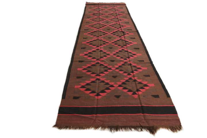 4' 6 x 15' Hand Woven Kilim Fars Wool Runner Rug