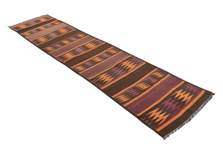 Detail image of 2' 5 x 10' 4 Hand Woven Kilim Fars Wool Runner Rug